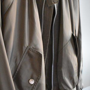 Free People Green Silky Bomber Jacket